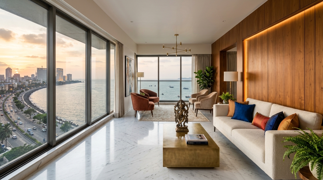 Luxury triplex penthouse overlooking the Arabian Sea in Worli Mumbai